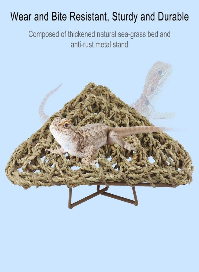 NANEEZOO Bearded Dragon Tank Accessories, Lizard Lounger for Rest, Reptile Hammock Bed with Natural Grass Fibers, Leopard Gecko Lounger Climbing Accessories for Habitats - Image 4